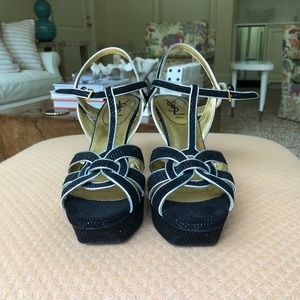 Black/Silver/Gold YSL Tribute Sandal